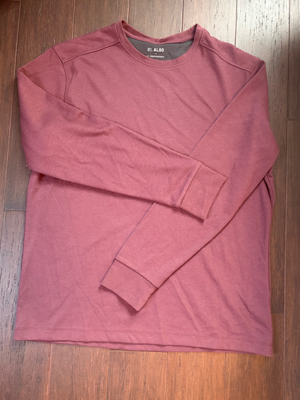 01.ALGO Men's Long Sleeve Crewneck Thermal in Maroon
